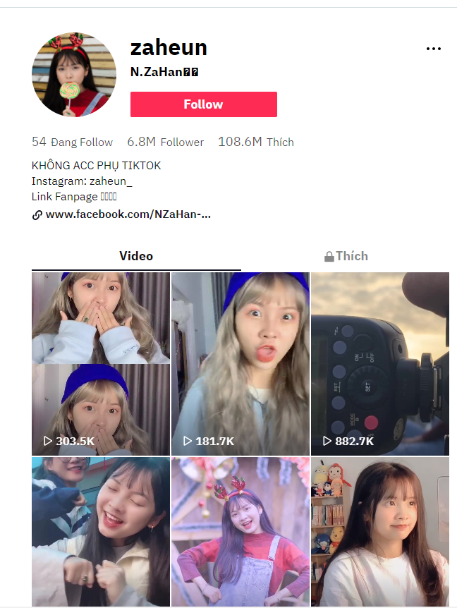 Tiktok của Zaheun đã có 6.8 triệu Follower rồi